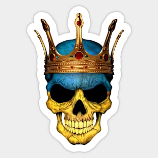 Ukraine Flag Skull with Crown Sticker